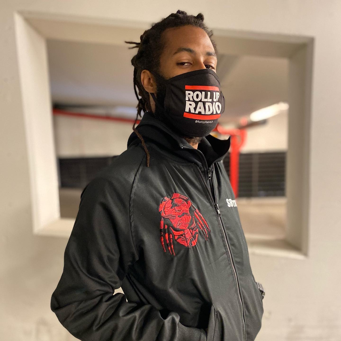 Black Custom Jacket With Red Front Embroidery Clothaa
