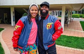 Navy and red custom varsity jackets