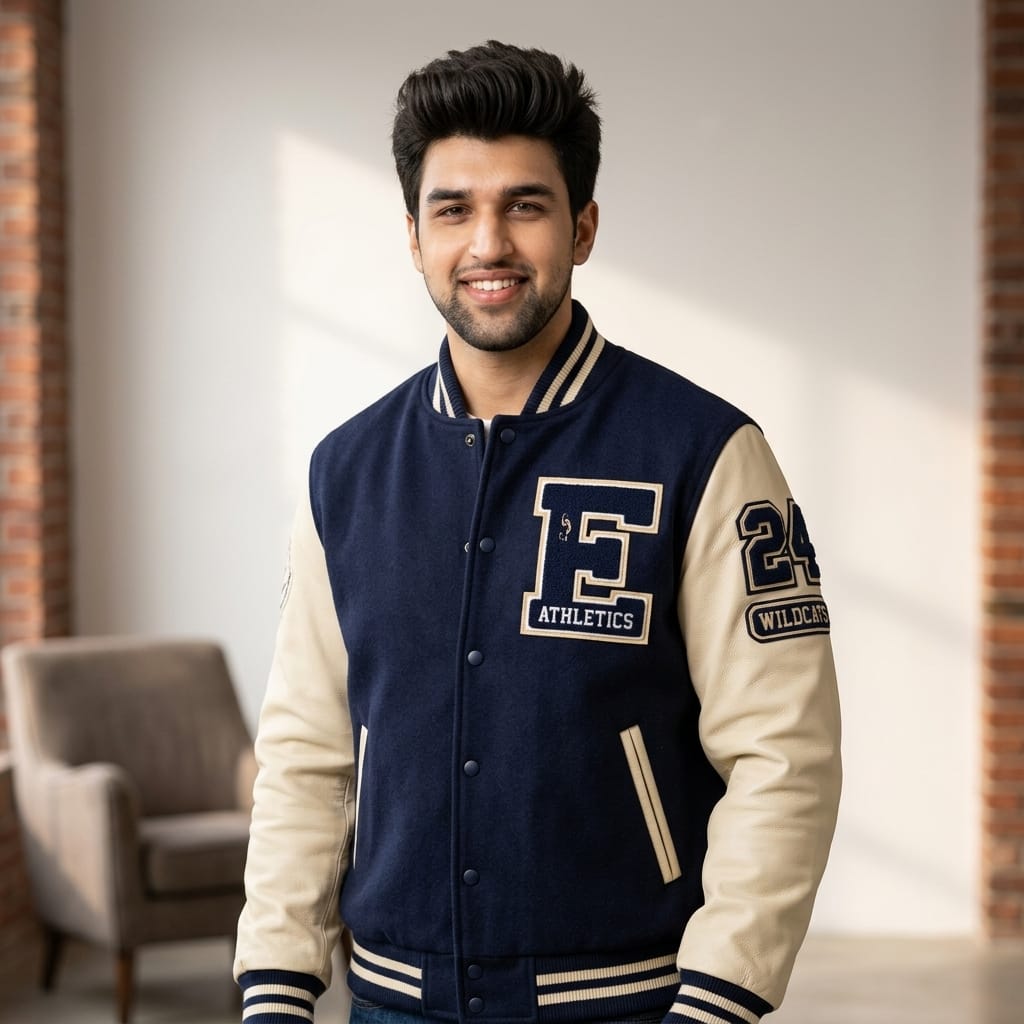 Custom varsity and letterman jackets worn by students